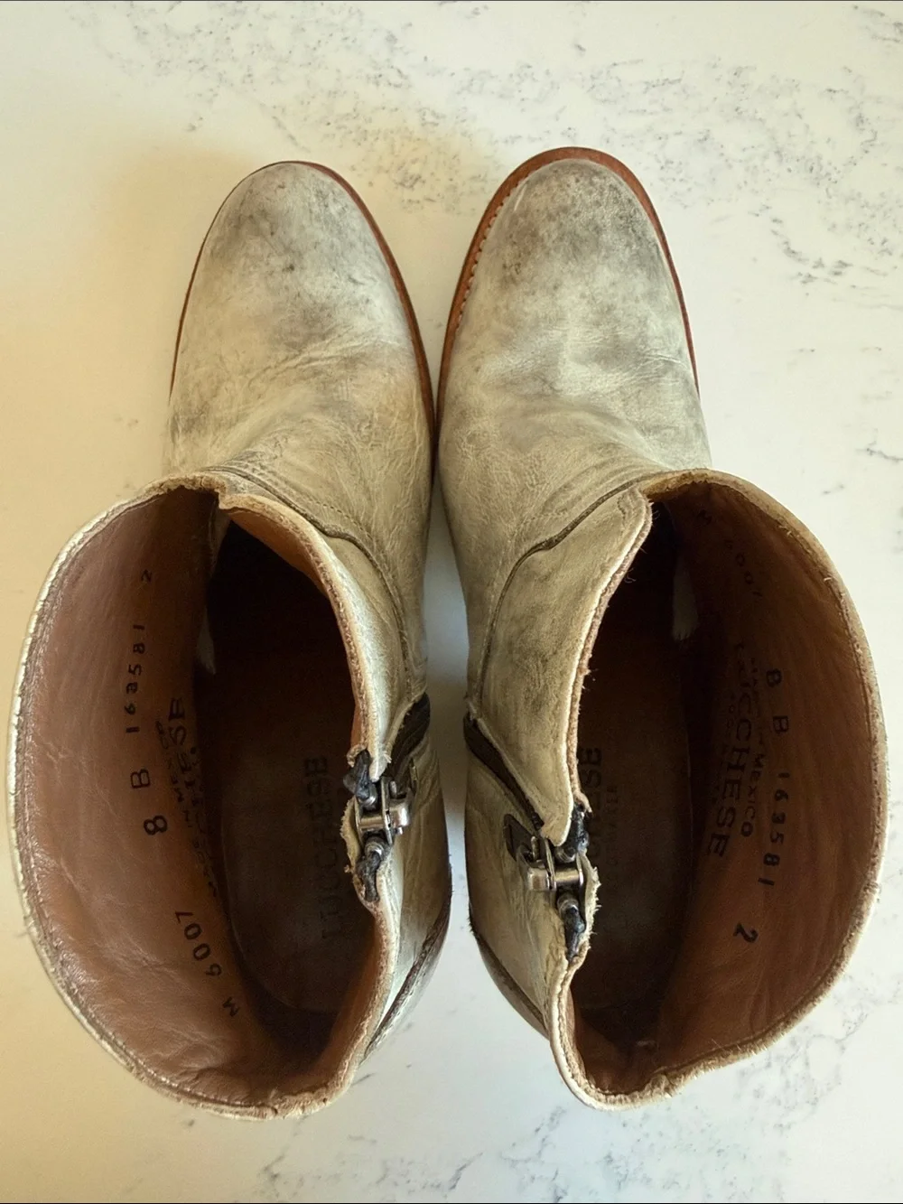 LUCCHESE Western Distressed Boots GREY/WHITE Color WOMENS size 8